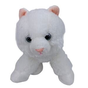 Aurora White Cat Plush Persian Blue Eyes Kitten Small Stuffed Animal Toy 8"